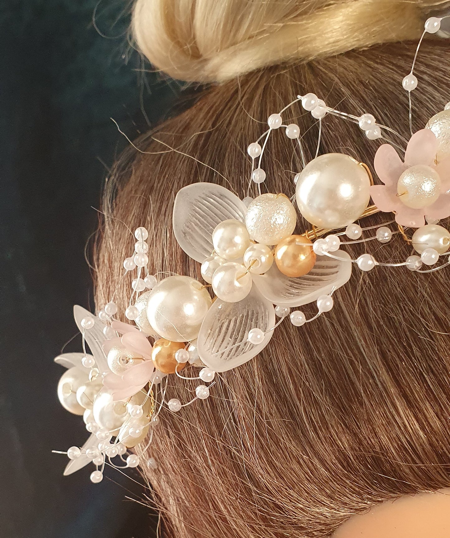 Elegant Faux Pearl And Flower Wreath Headband Vine Hair Headdress