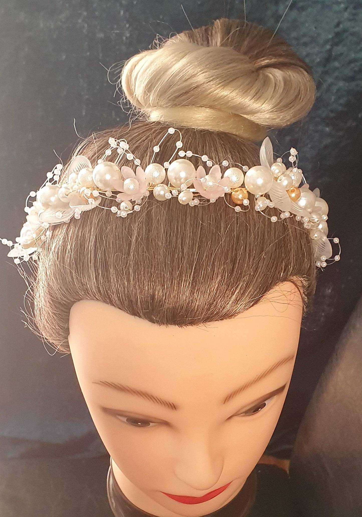 Elegant Faux Pearl And Flower Wreath Headband Vine Hair Headdress