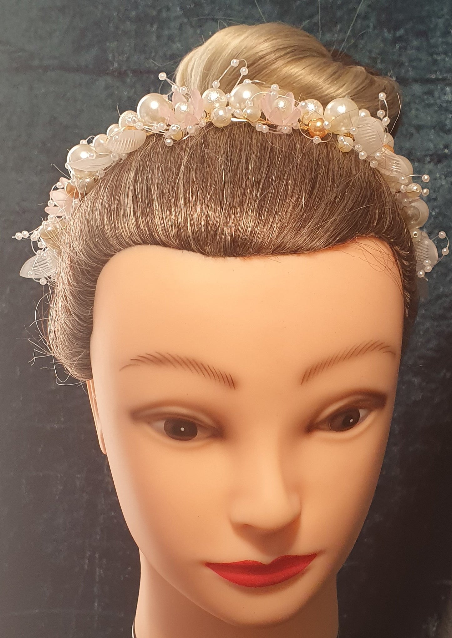 Elegant Faux Pearl And Flower Wreath Headband Vine Hair Headdress