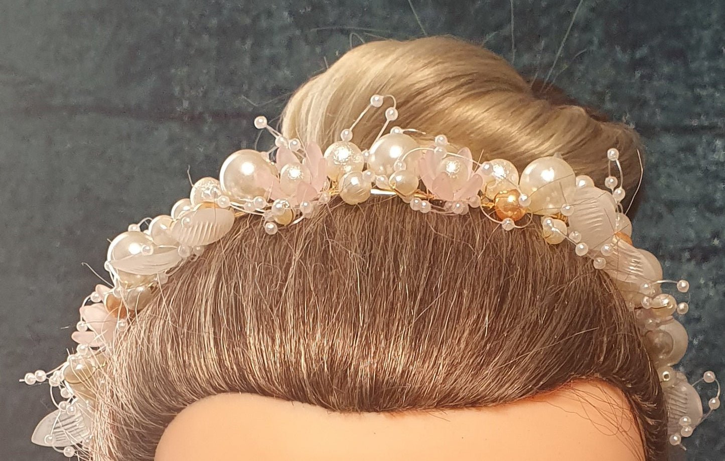 Elegant Faux Pearl And Flower Wreath Headband Vine Hair Headdress