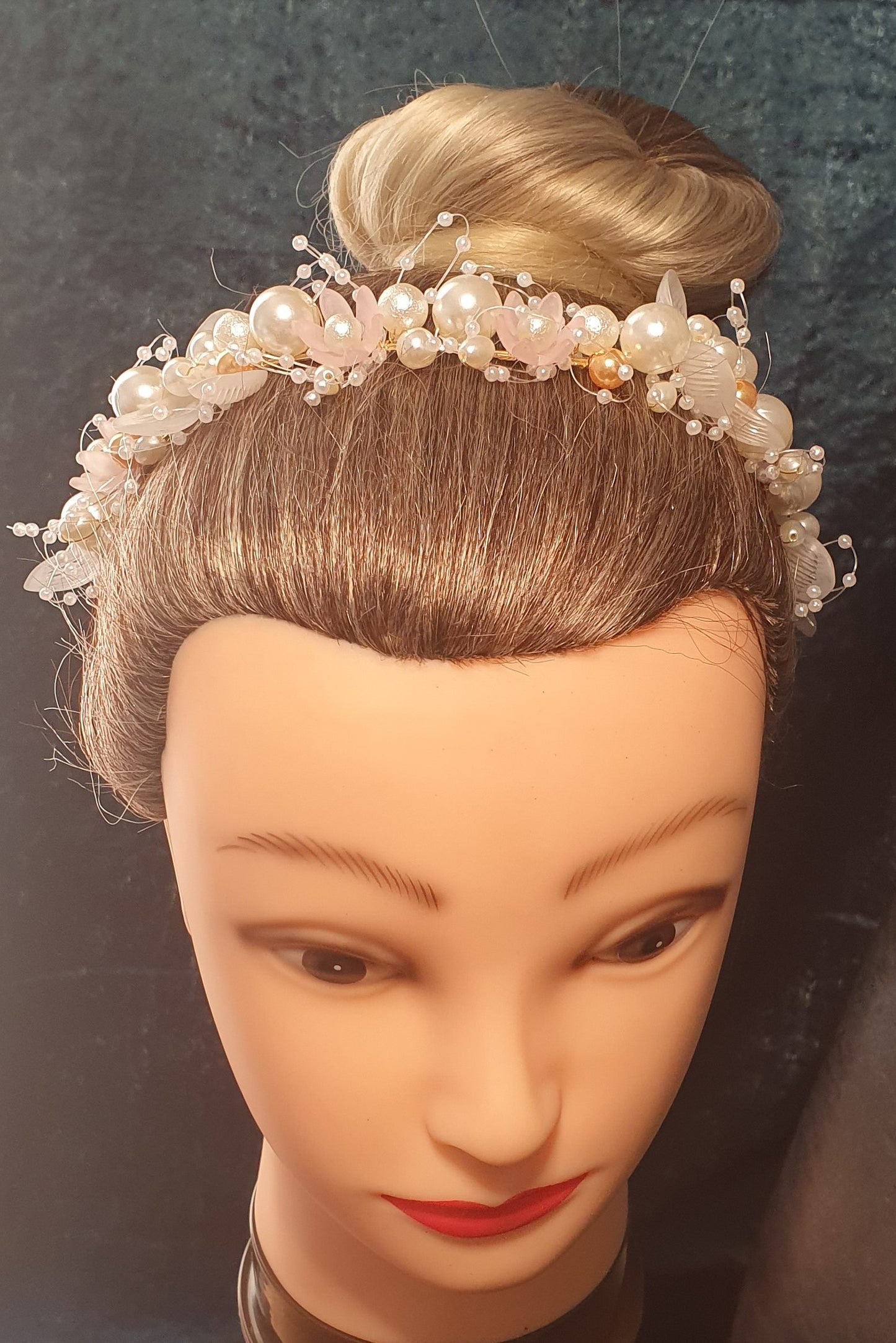 Elegant Faux Pearl And Flower Wreath Headband Vine Hair Headdress