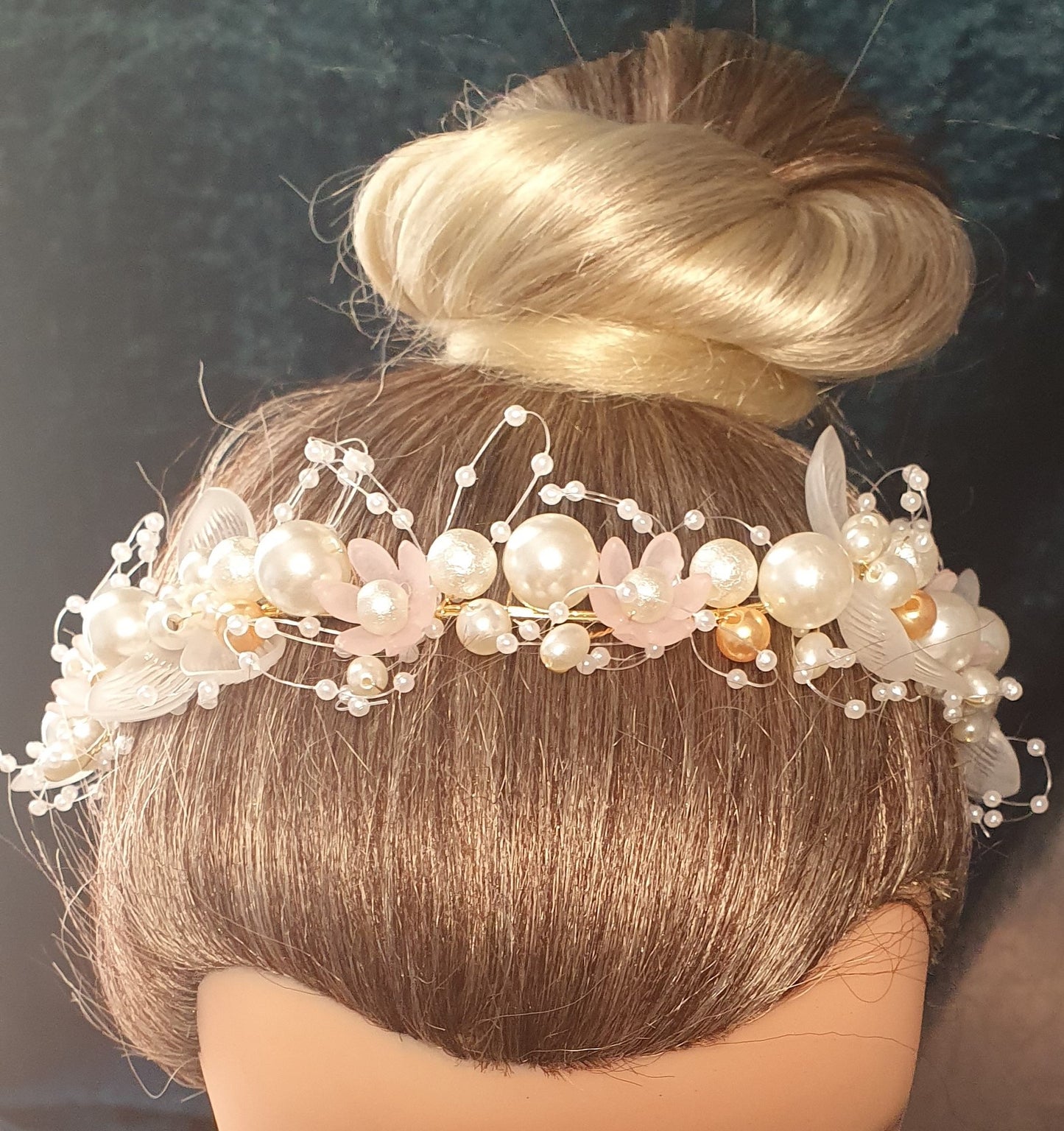 Elegant Faux Pearl And Flower Wreath Headband Vine Hair Headdress