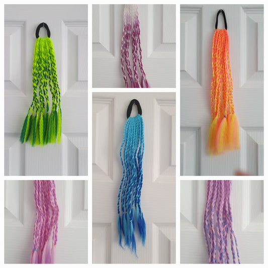 35cm Braided bobbled hair extensions - various colours