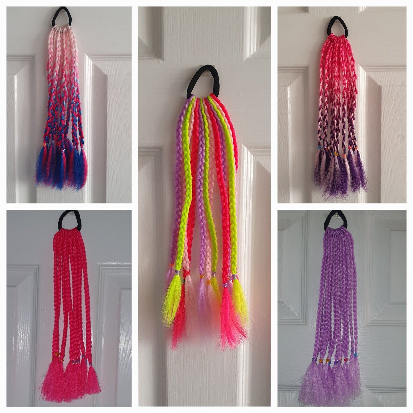 35cm Braided bobbled hair extensions - various colours