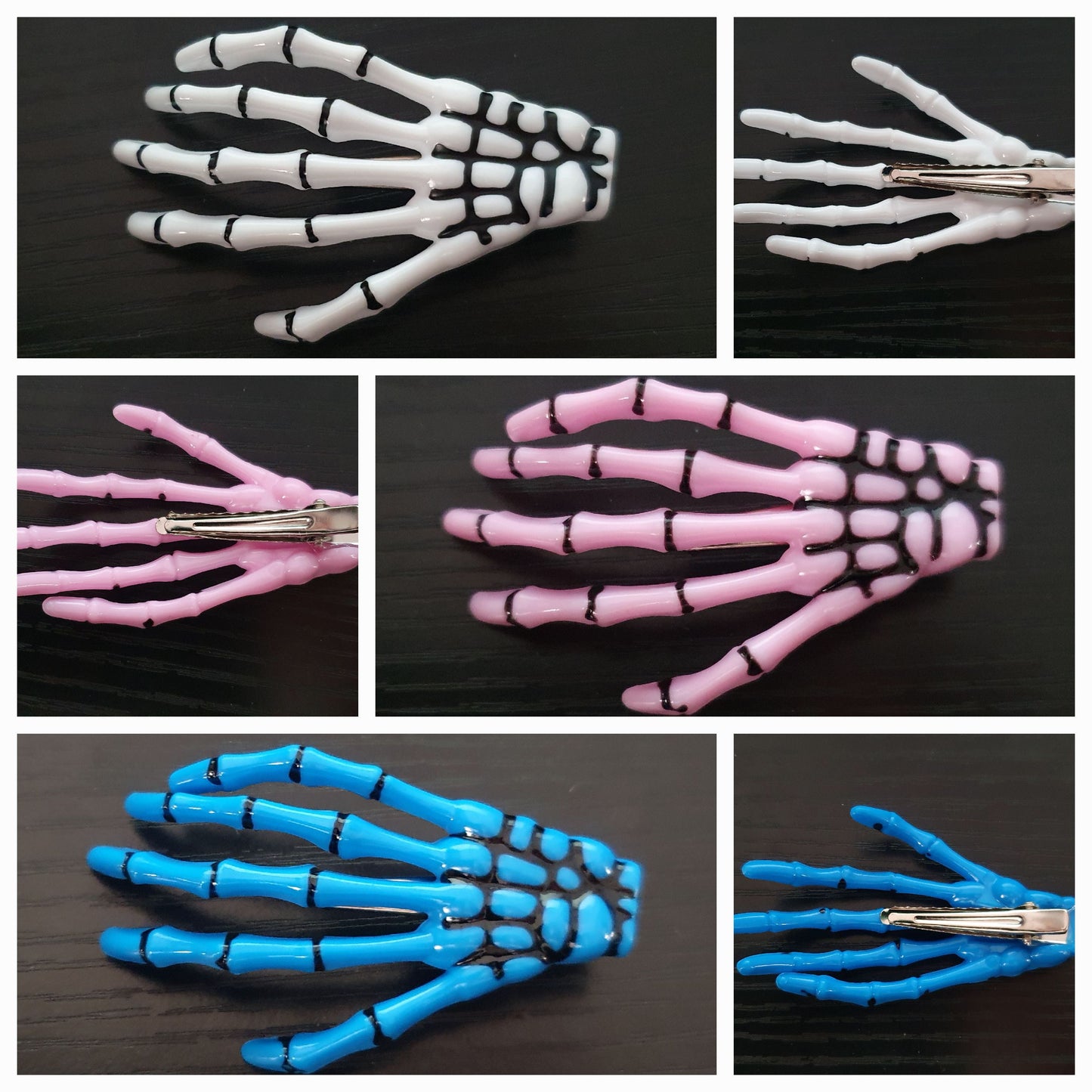 Skeleton Hand Bones Hair Clips