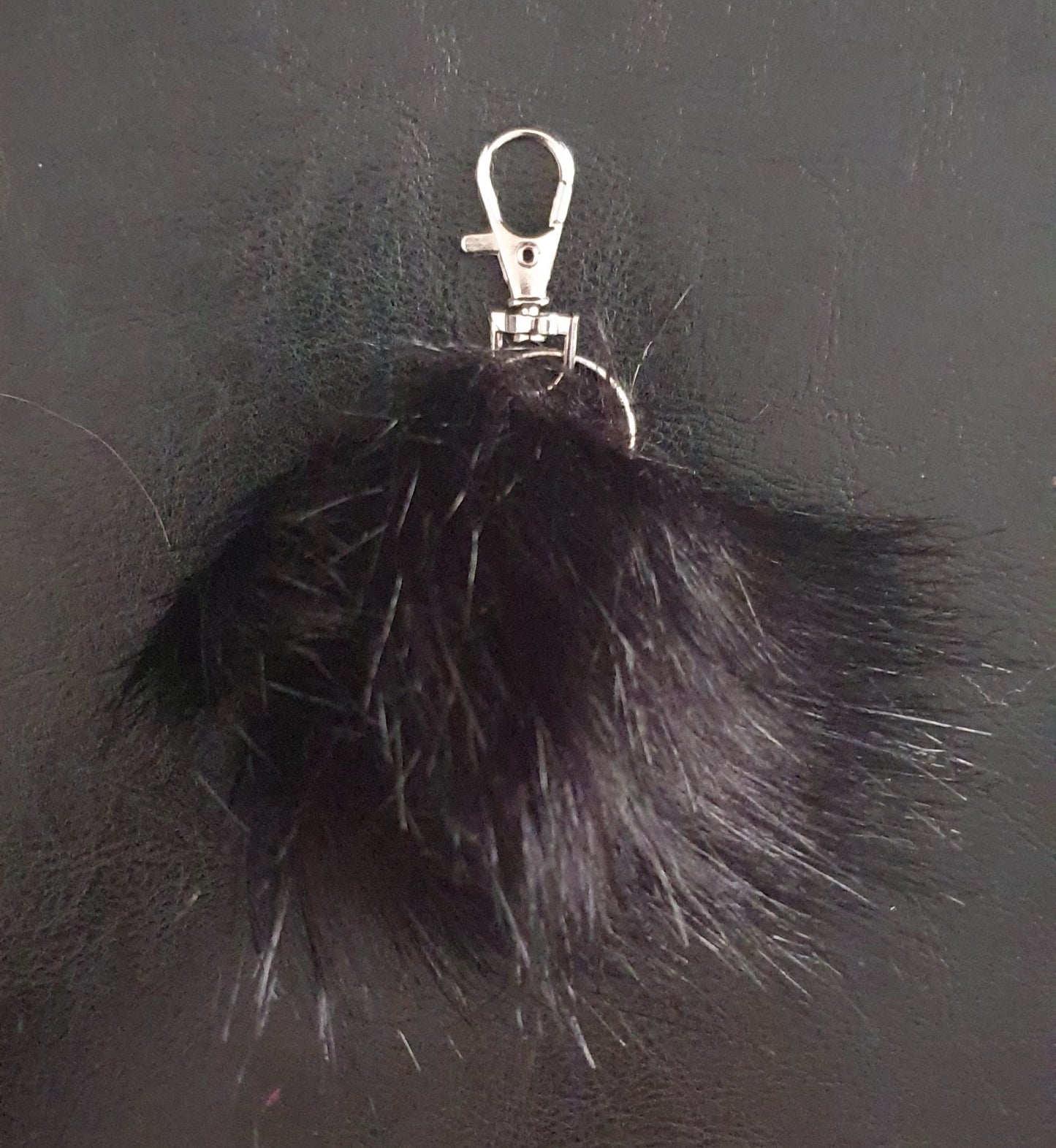 Fluffy faux fur pom pom bag charm keyrings