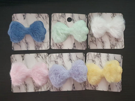 Fluffy cloud bow hair clips