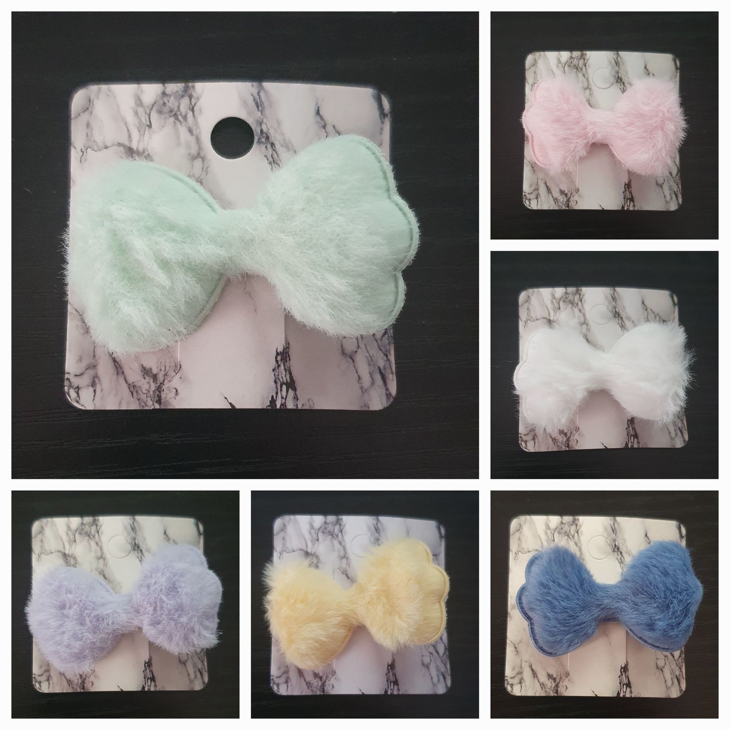 Fluffy cloud bow hair clips