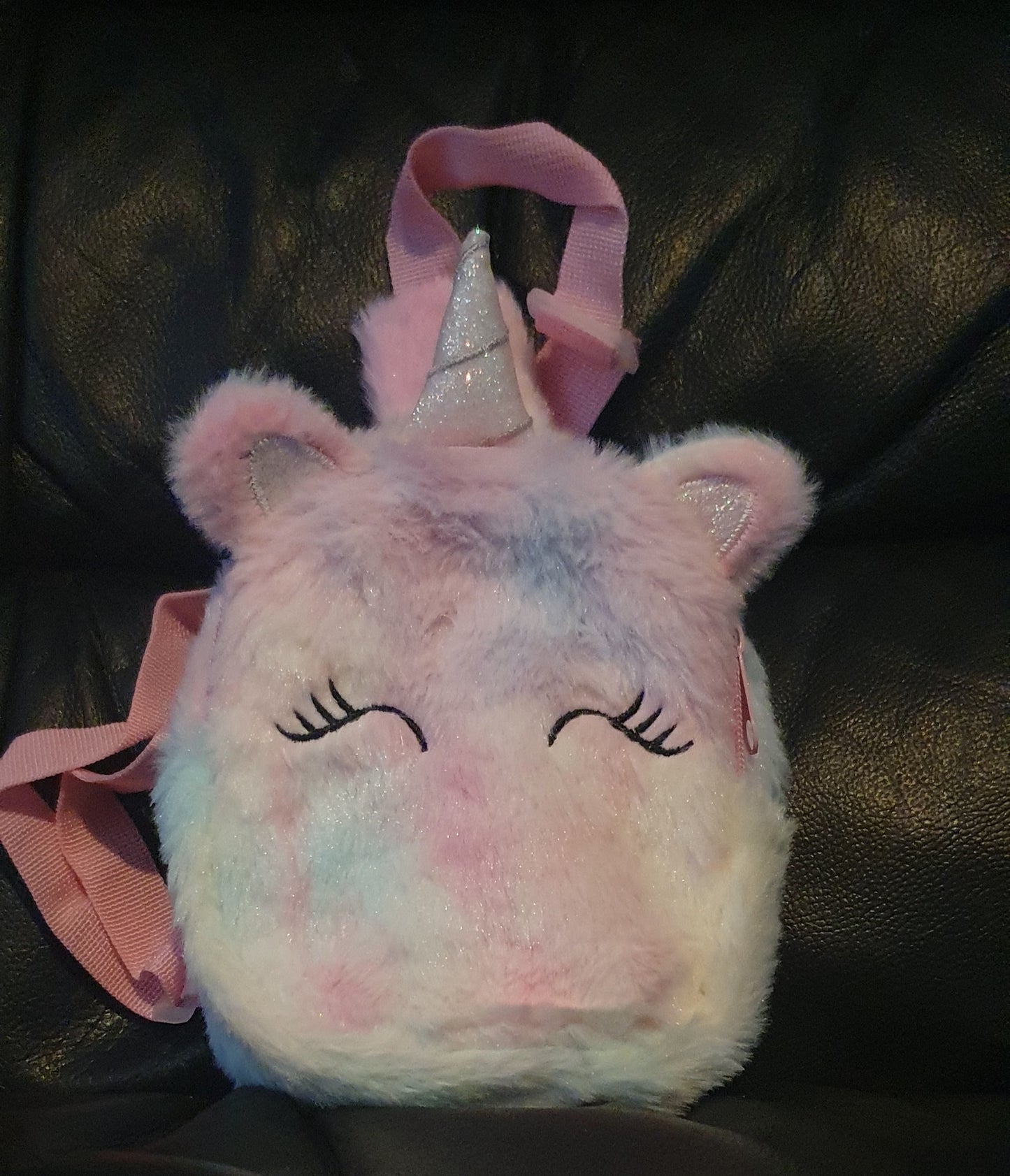 Fluffy mini plush unicorn shoulder bag backpack