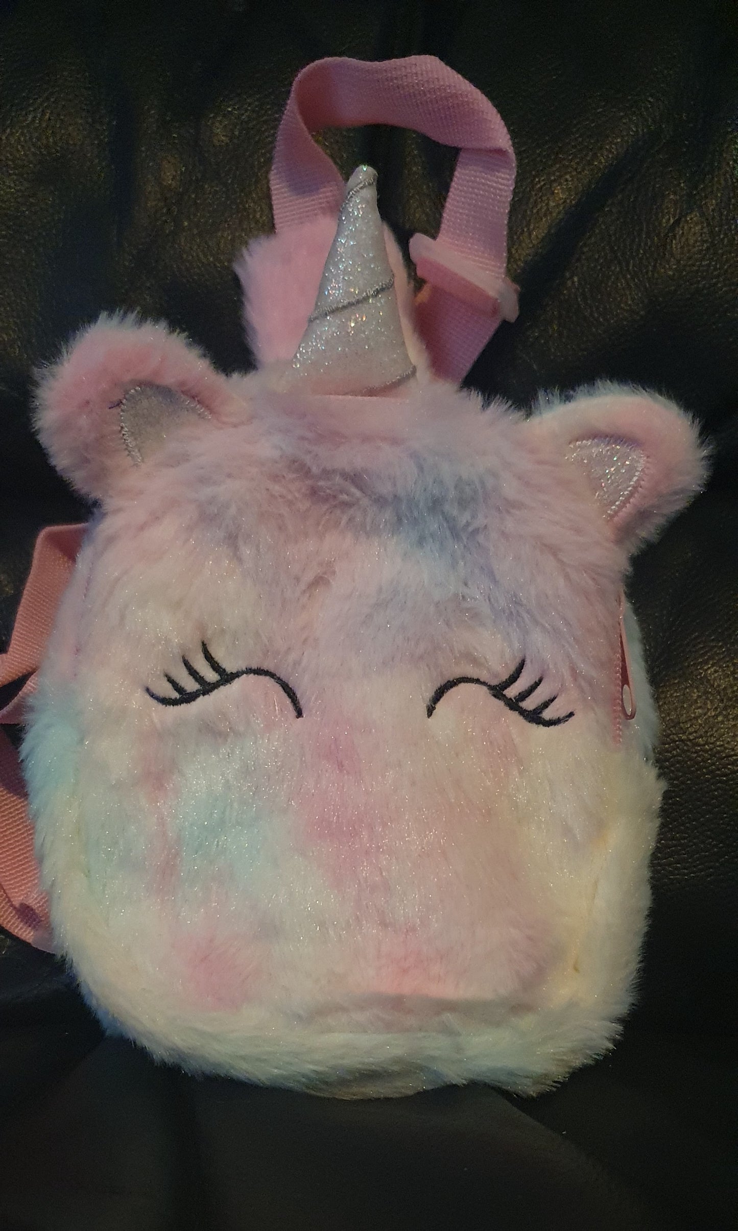 Fluffy mini plush unicorn shoulder bag backpack