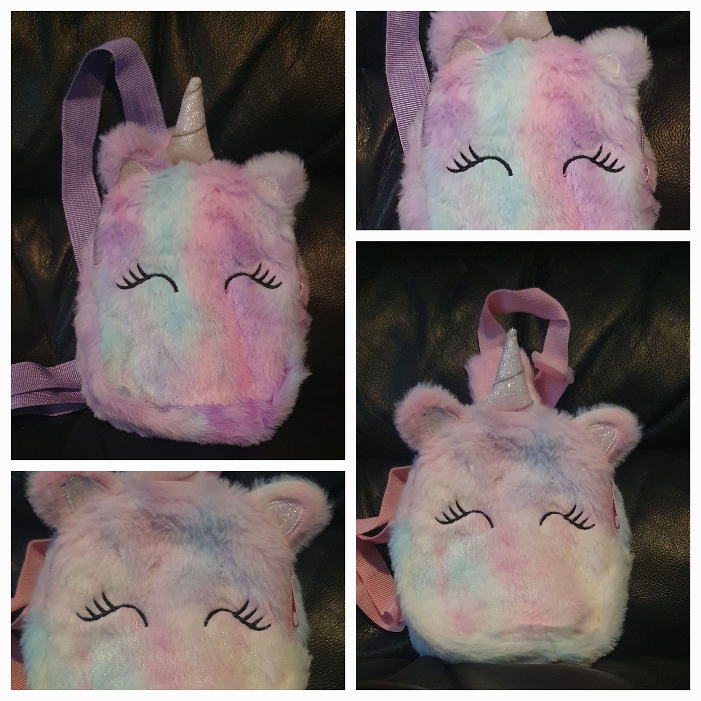 Fluffy mini plush unicorn shoulder bag backpack