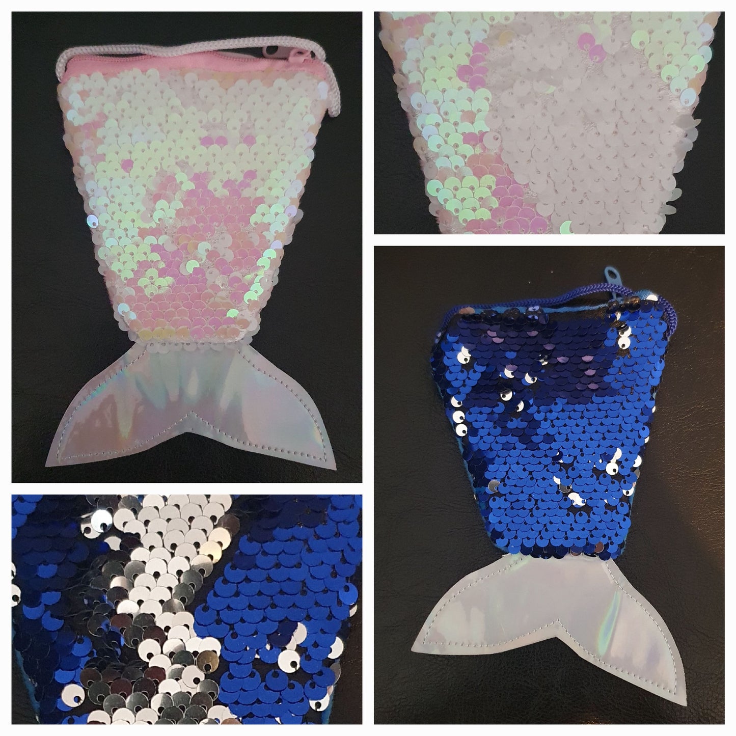 Sequin mermaid tail coin purse bag