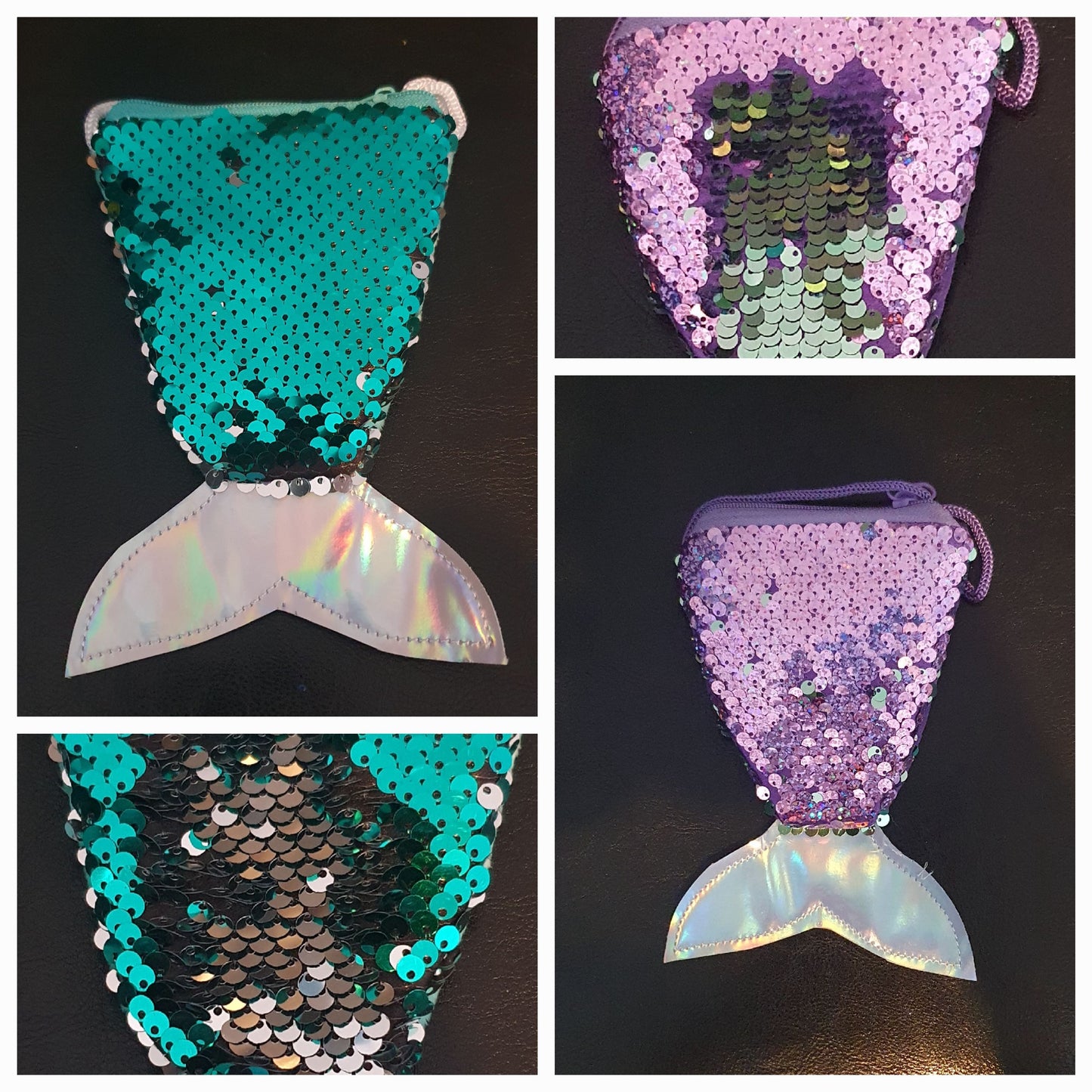 Sequin mermaid tail coin purse bag