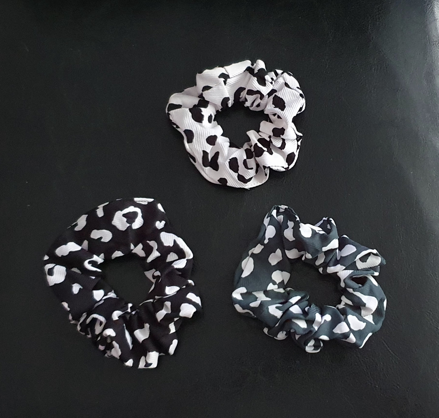 Animal print fabric hair scrunchie set