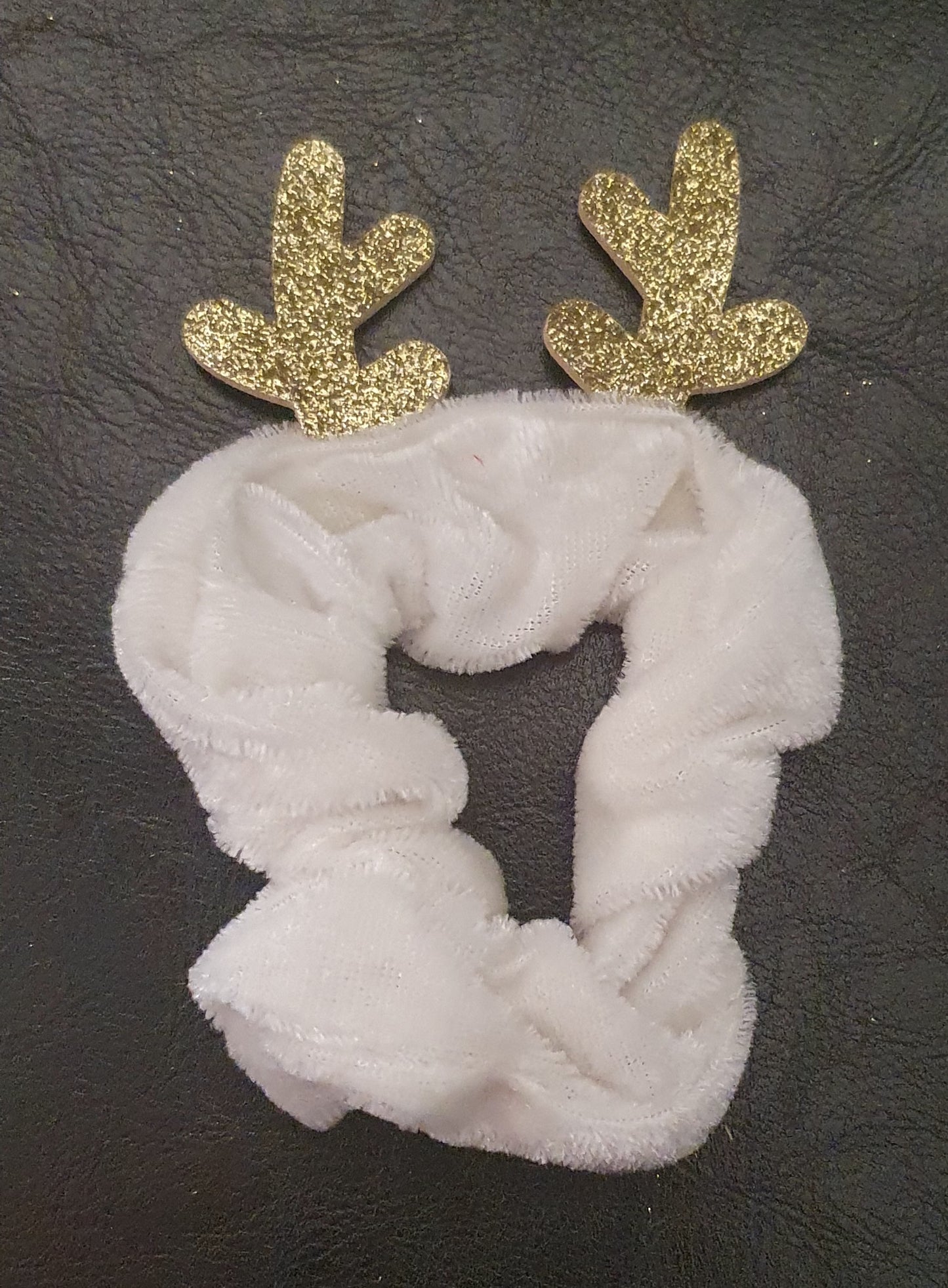 Glittery reindeer antler velvet hair scrunchie