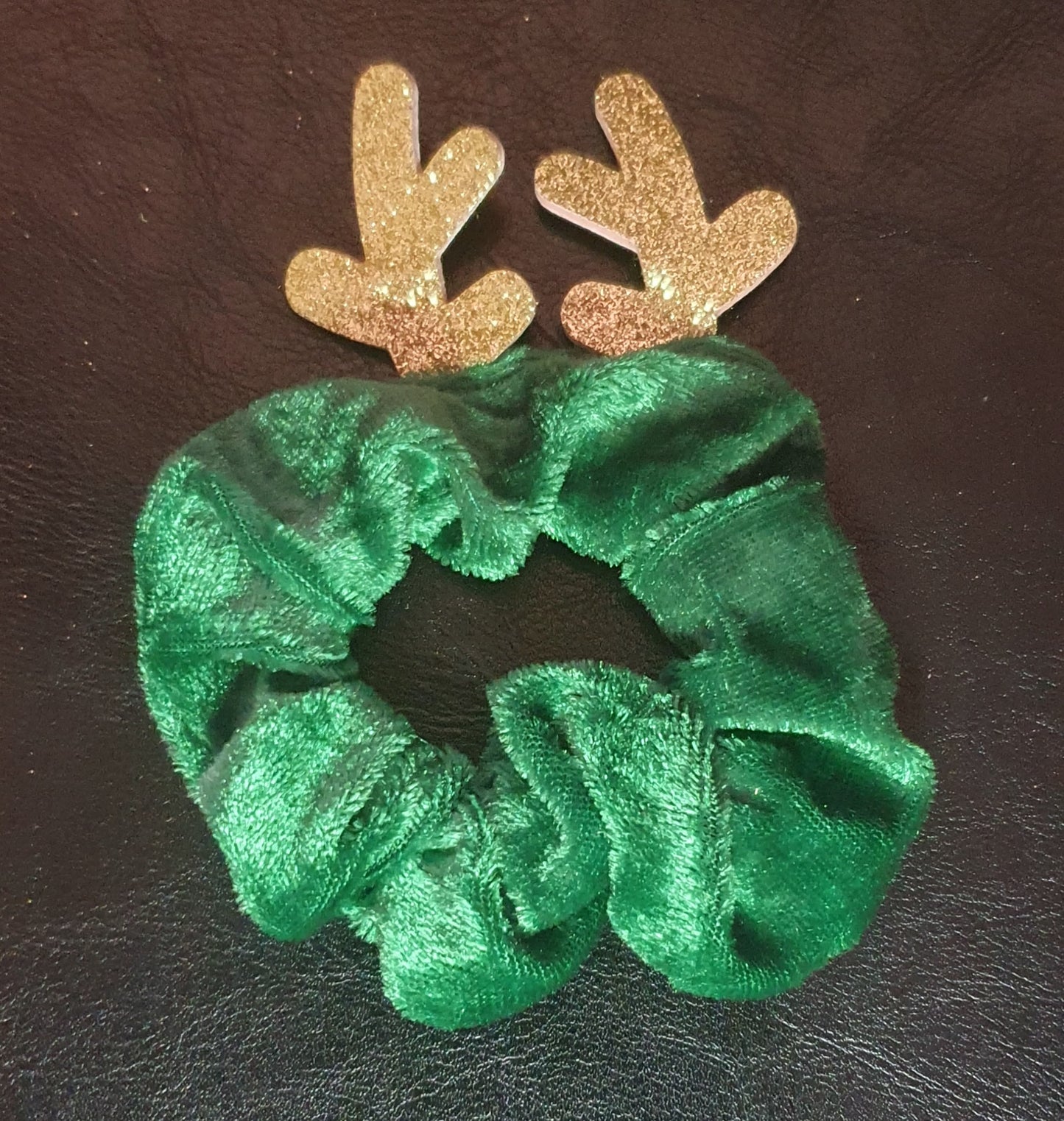 Glittery reindeer antler velvet hair scrunchie