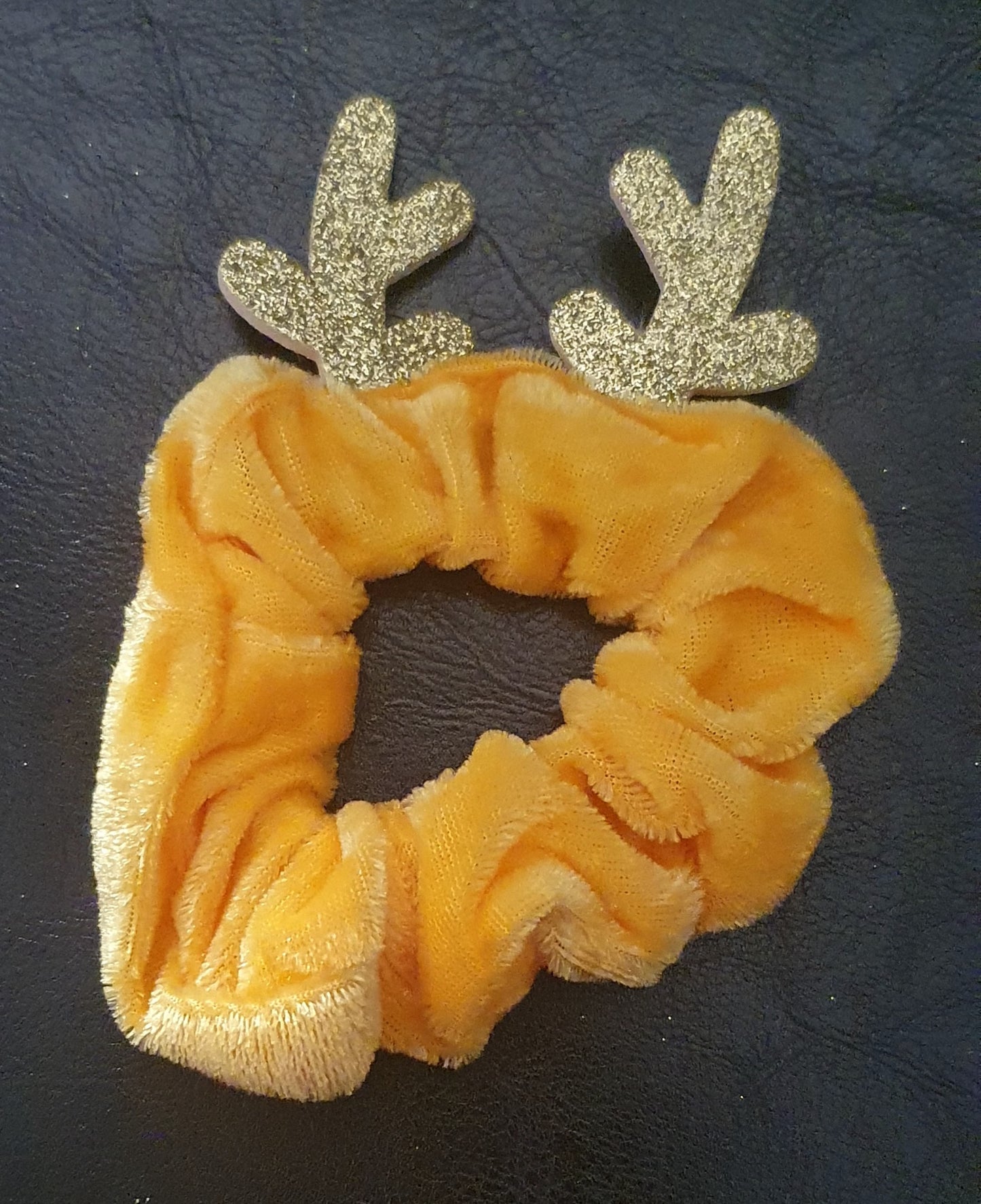 Glittery reindeer antler velvet hair scrunchie