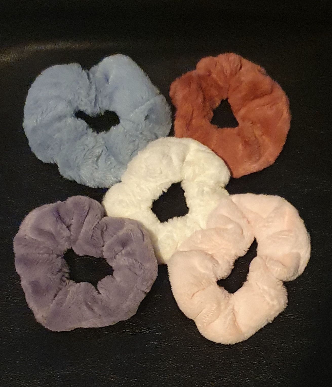 Set of 5 soft fluffy scrunchies