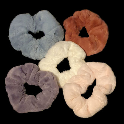 Set of 5 soft fluffy scrunchies