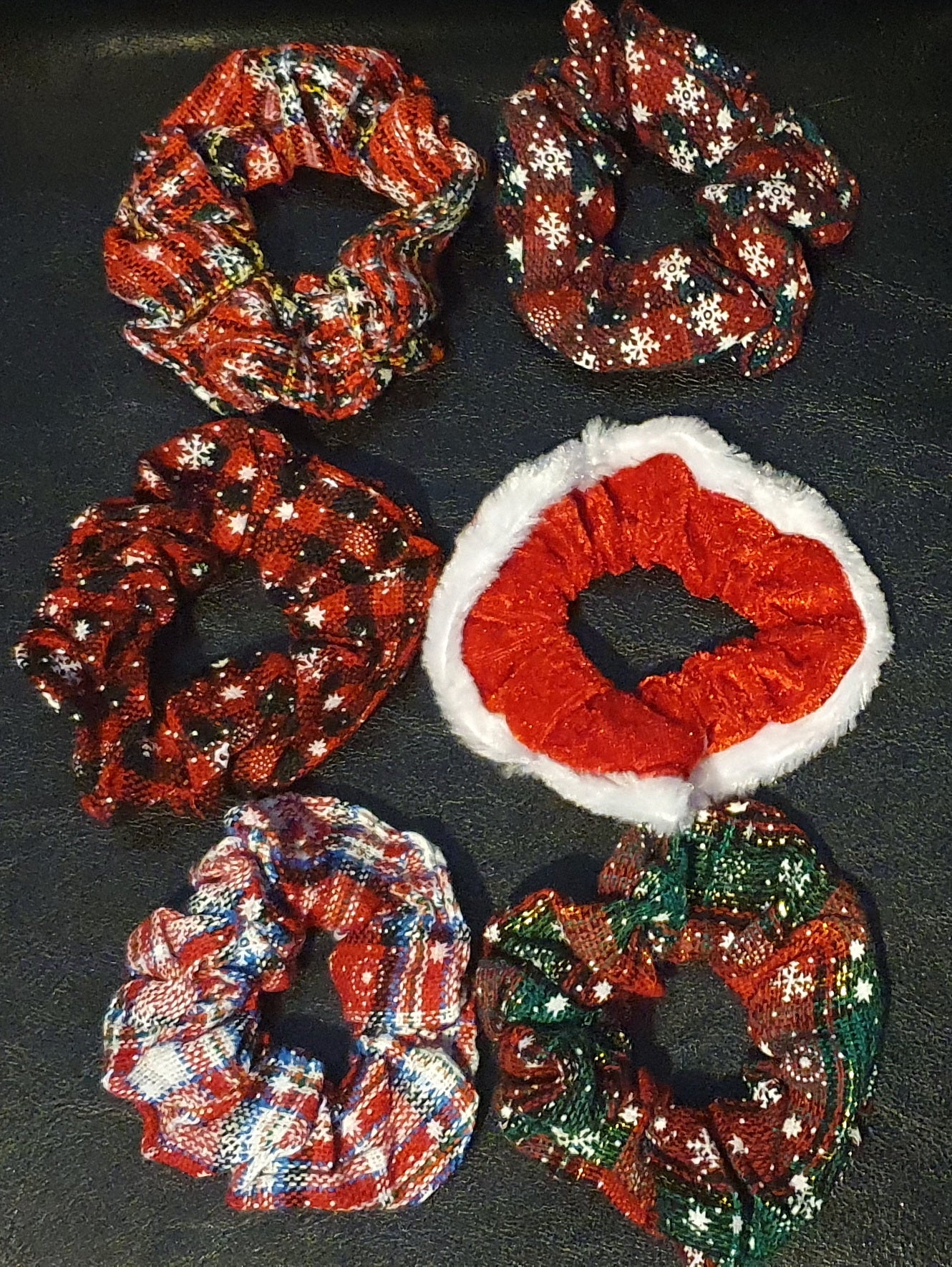 Set of 6 Christmas hair scrunchies