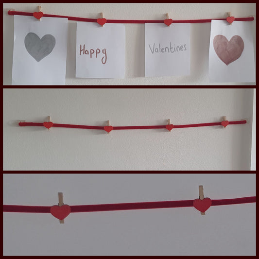 Red velvet and mini heart peg - message/photograph wall décor