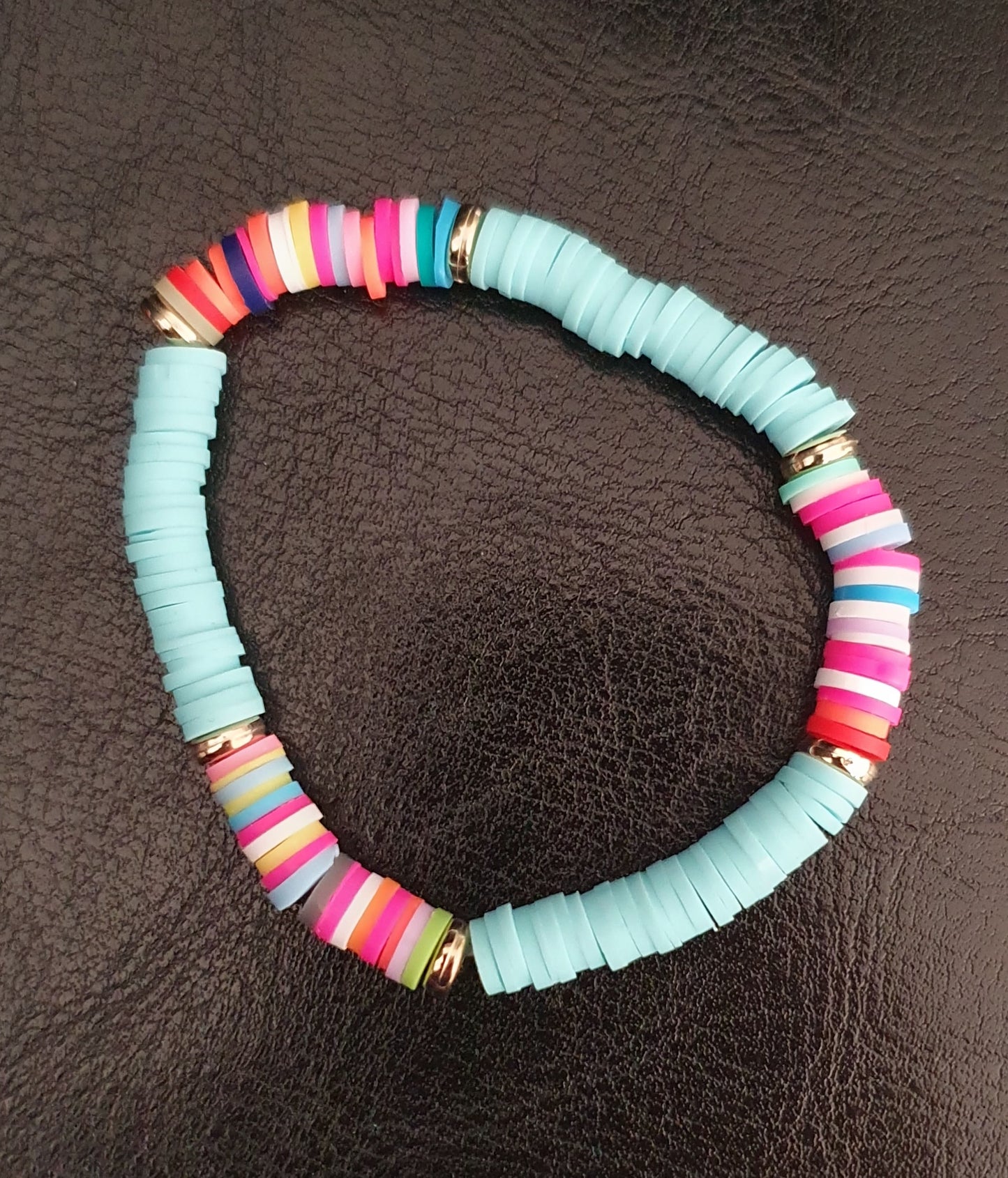 Colourful clay bead bracelets