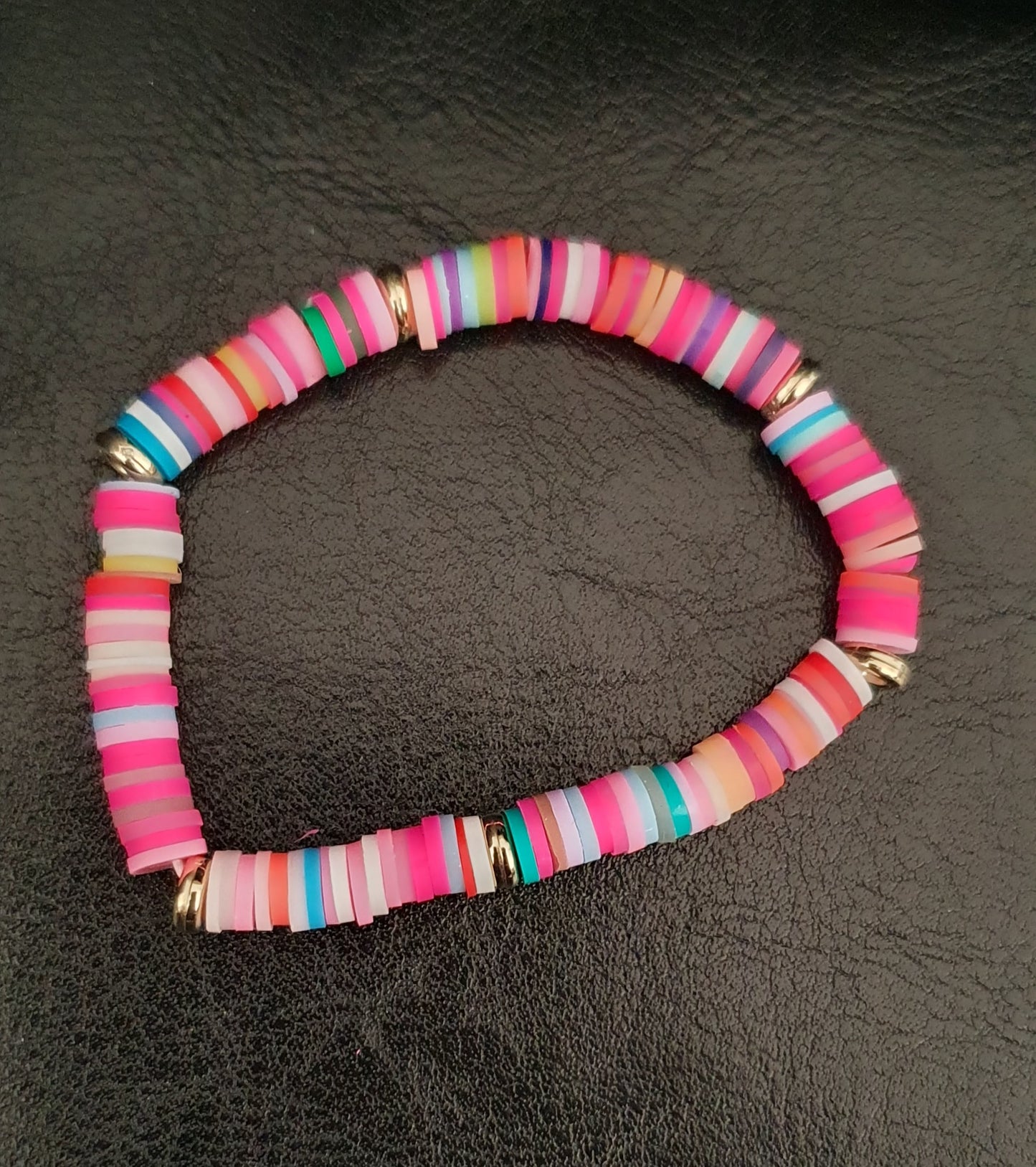 Colourful clay bead bracelets