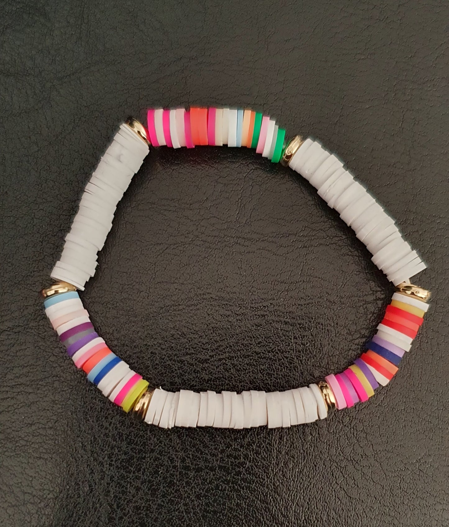 Colourful clay bead bracelets