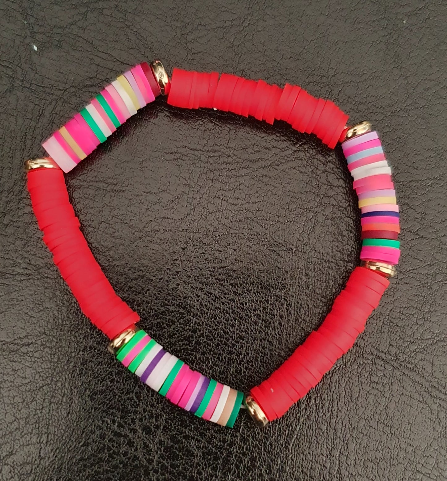 Colourful clay bead bracelets