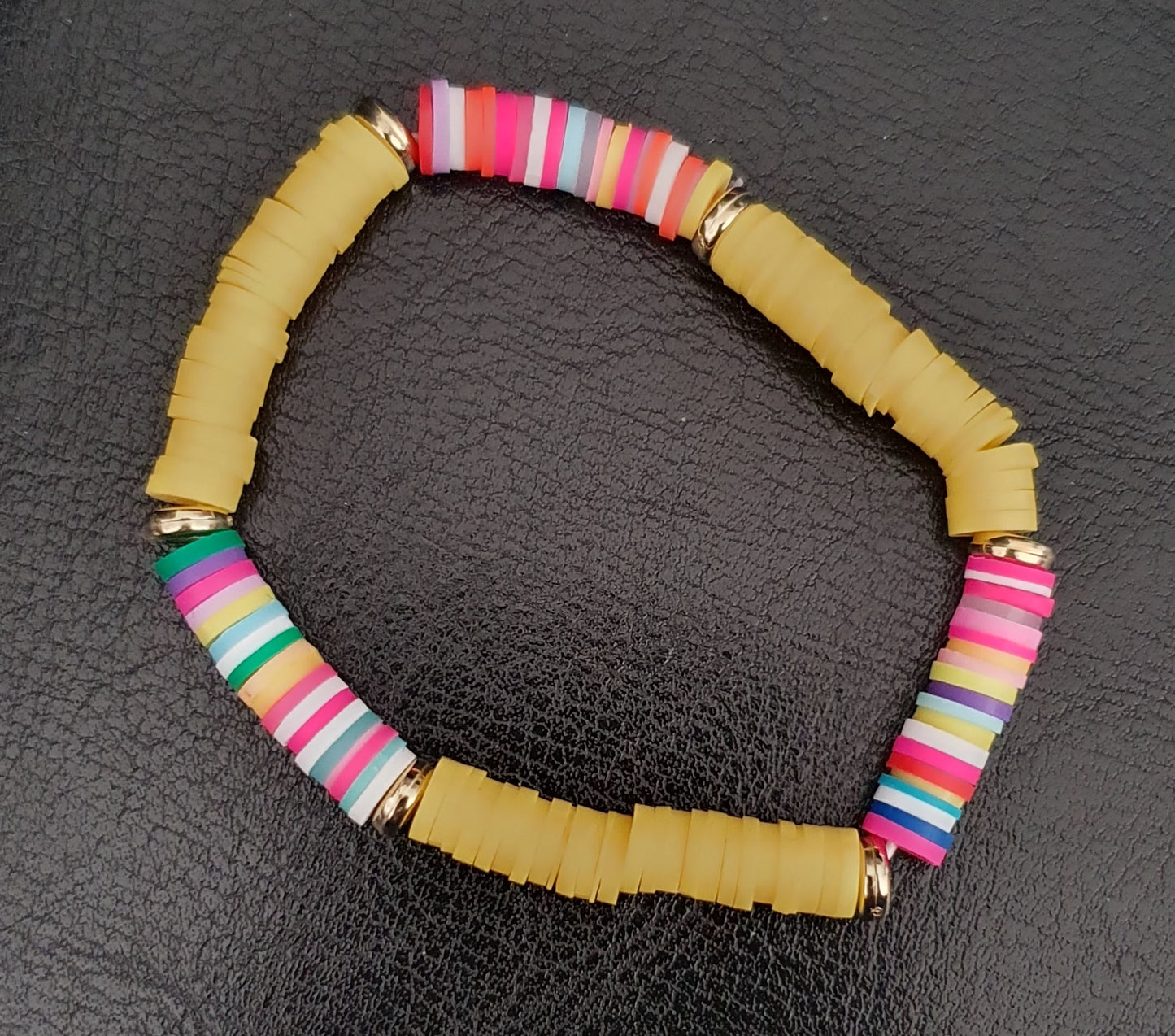 Colourful clay bead bracelets