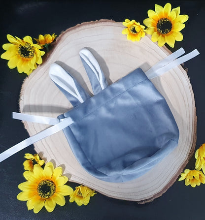 Bunny rabbit ear velvet drawstring pouch bag - personalisable