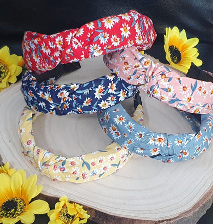 Floral spring summer flower material knot wide headbands