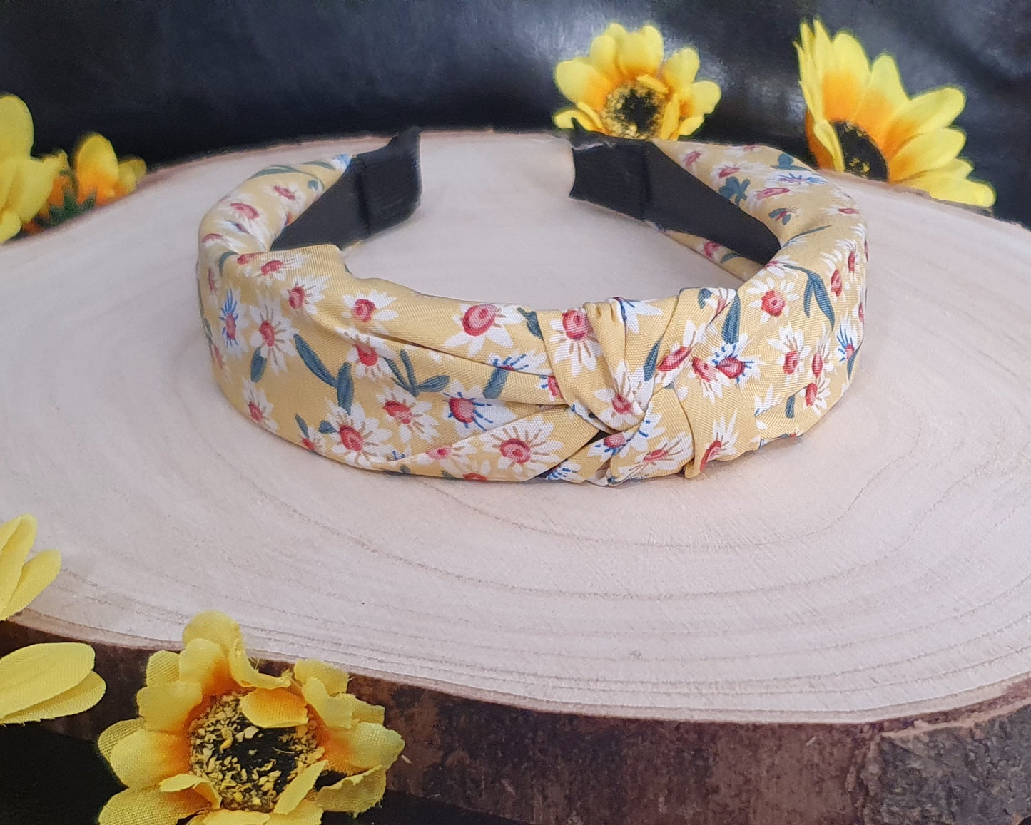 Floral marterial knot wide headbands