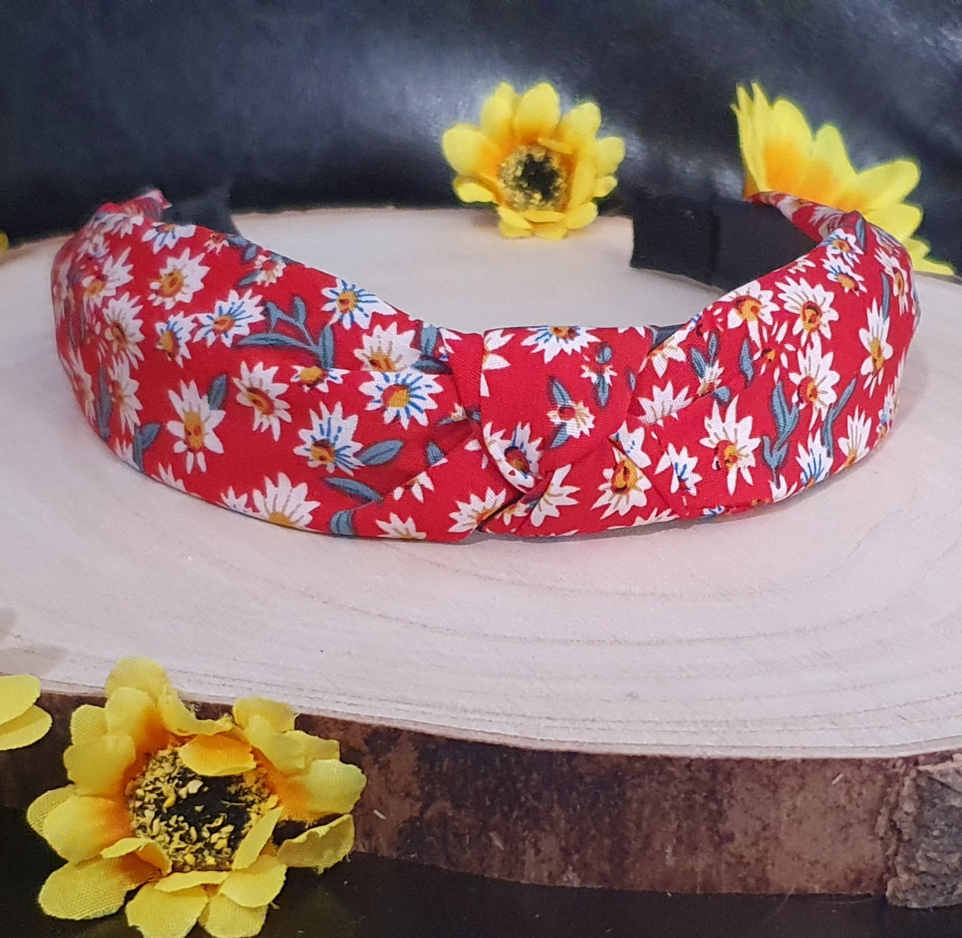 Floral marterial knot wide headbands