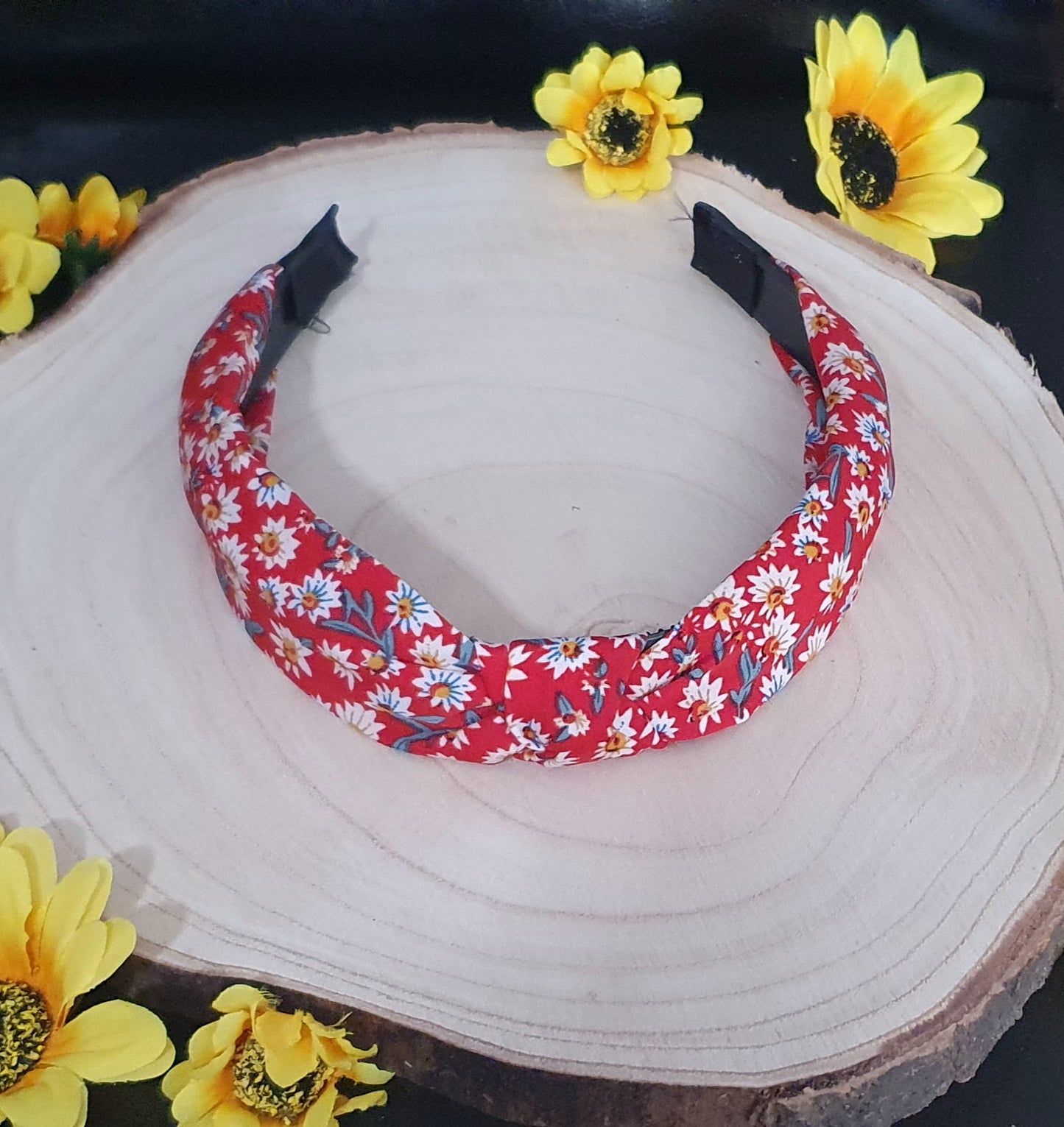 Floral marterial knot wide headbands