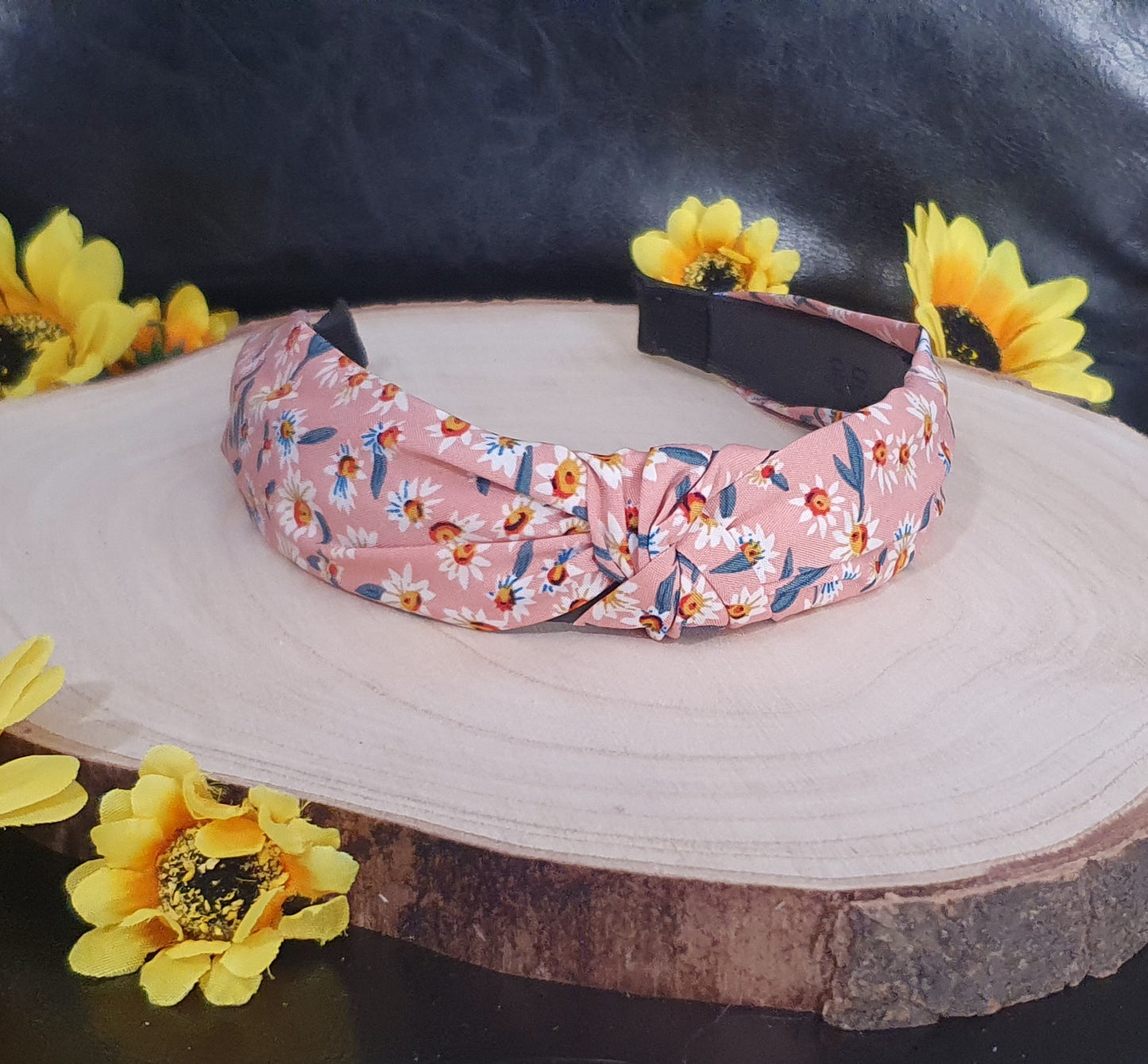 Floral marterial knot wide headbands