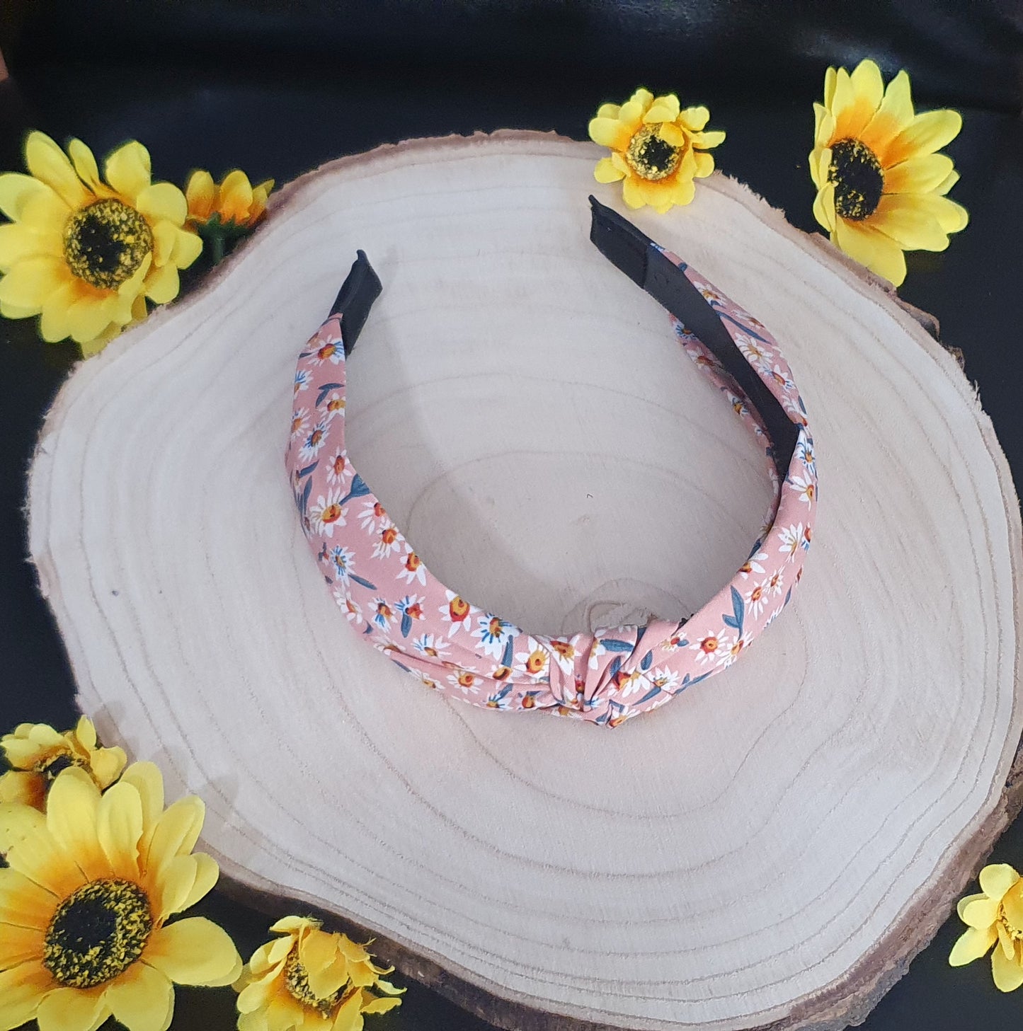 Floral marterial knot wide headbands