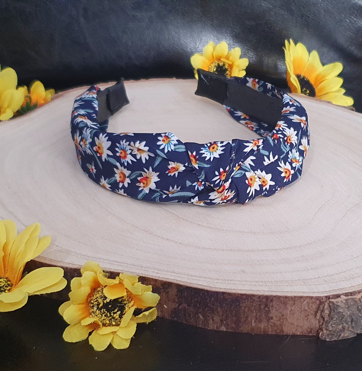 Floral marterial knot wide headbands