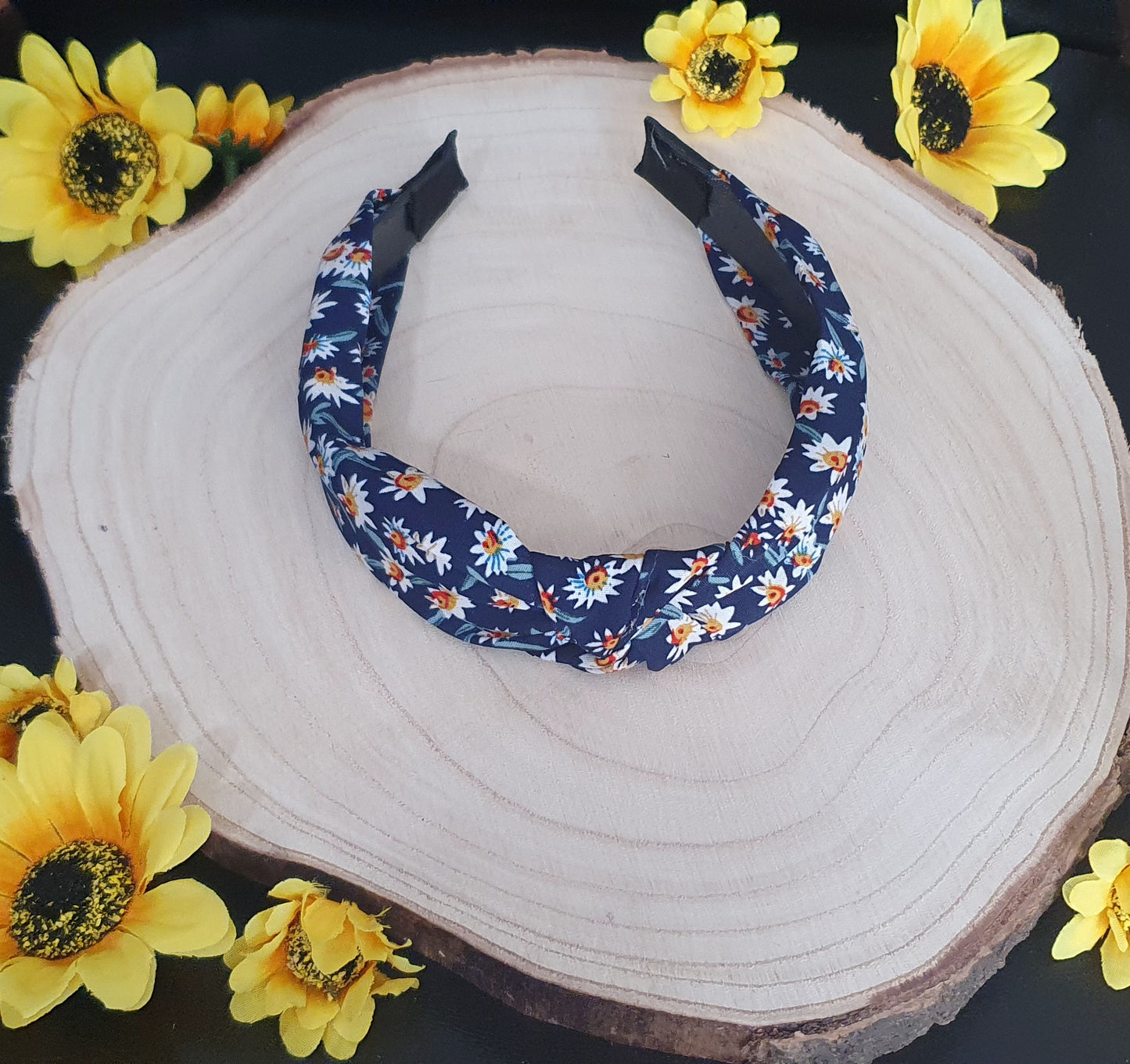 Floral marterial knot wide headbands