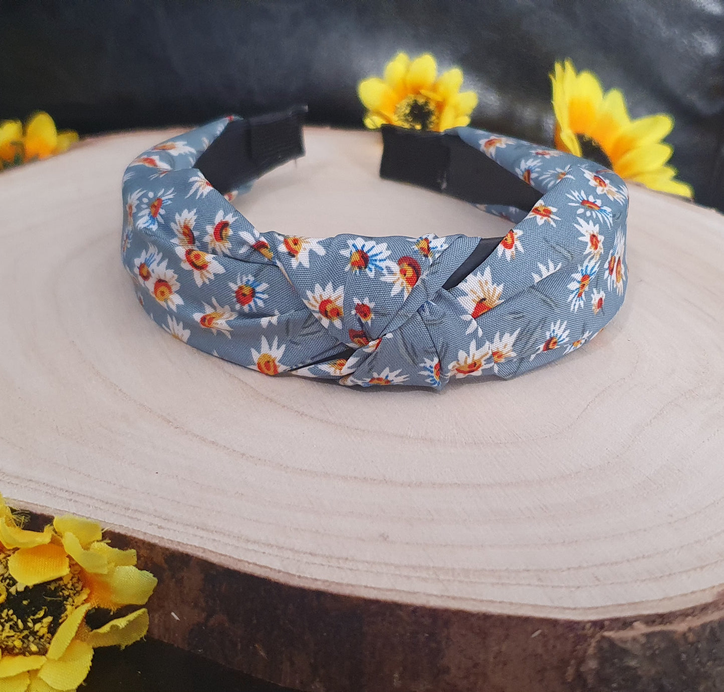 Floral marterial knot wide headbands