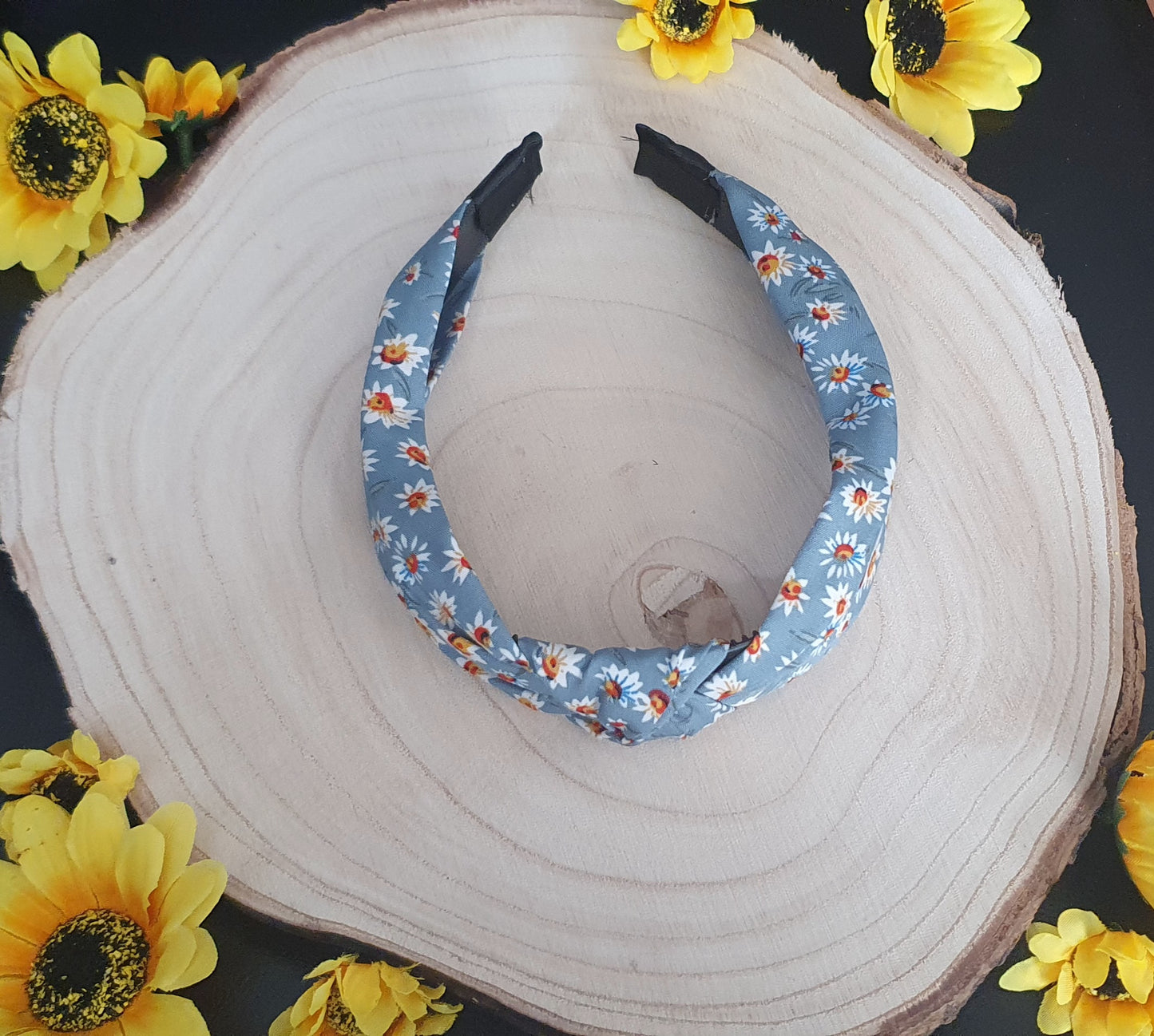 Floral marterial knot wide headbands