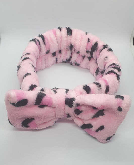 Animal print make up/spa bow headband