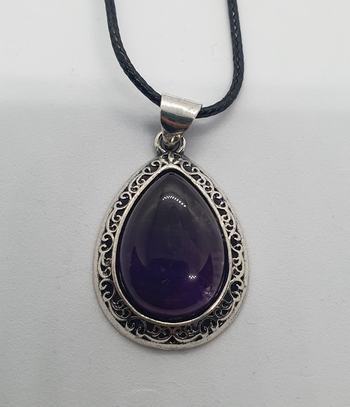 Amethyst And Tigers Eye Gemstone Pendant Necklaces