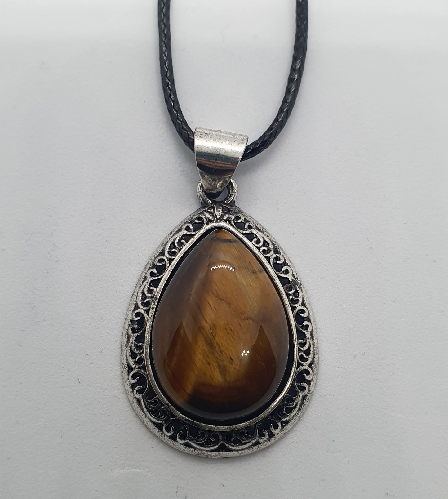 Amethyst And Tigers Eye Gemstone Pendant Necklaces