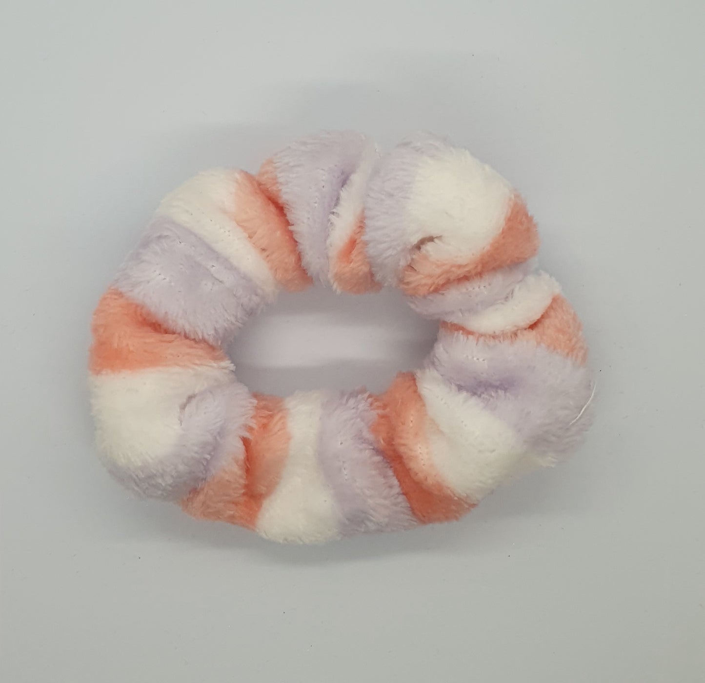 Large pastel candy stripe colourful soft and fluffy hair scrunchie bobble set of 5