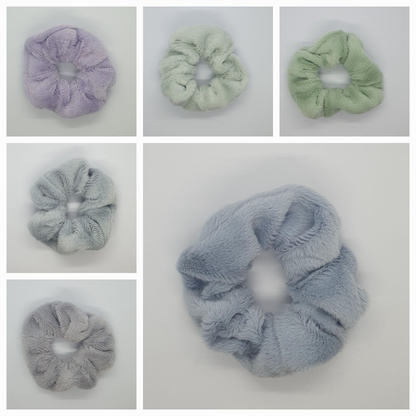 Large super soft and fluffy set of 6 hair scrunchie bobbles