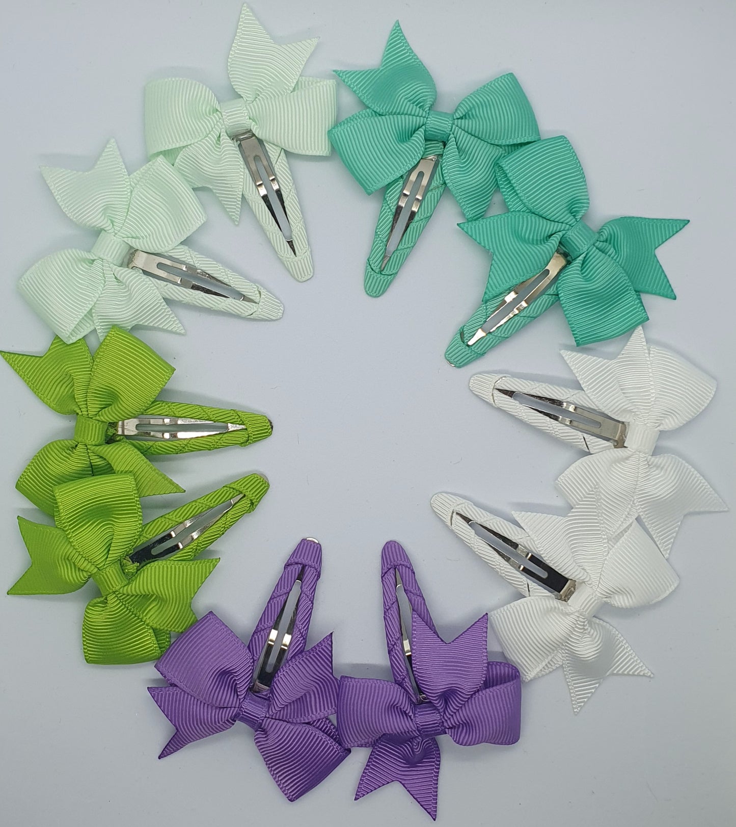 Hair bow snap clips sets plain and spotty designs