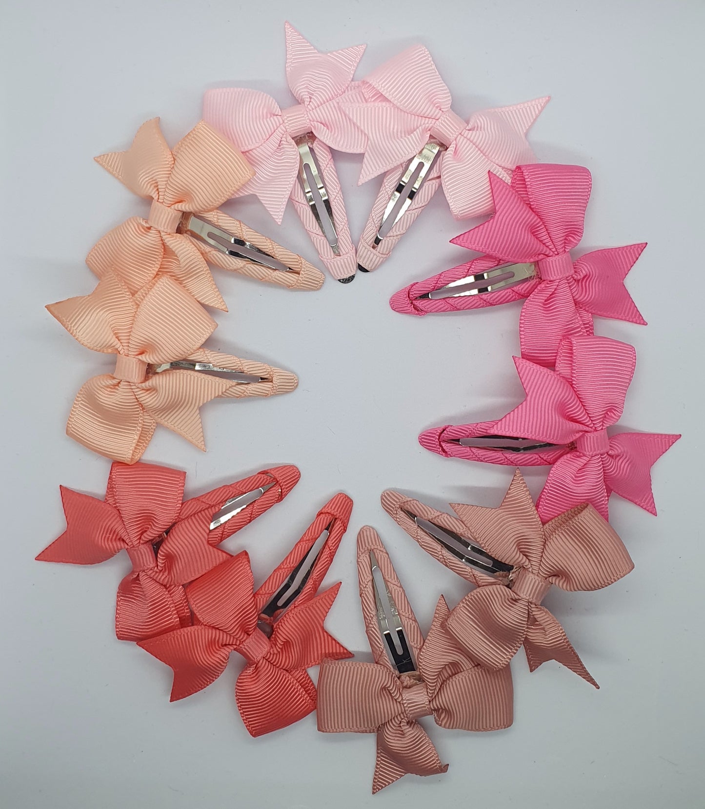 Hair bow snap clips sets plain and spotty designs