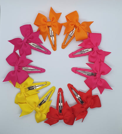 Hair bow snap clips sets plain and spotty designs