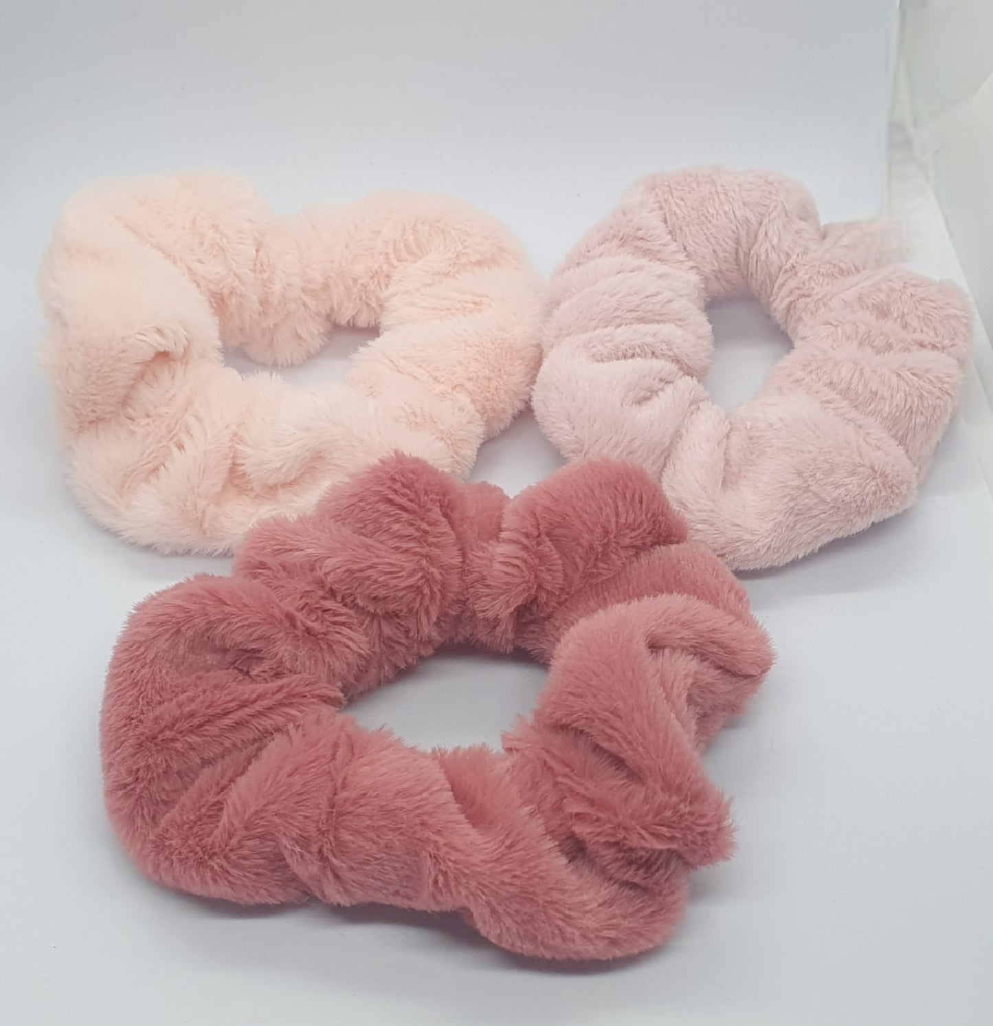 Large Thick Soft Hair Scrunchie Bobble Trio Blush